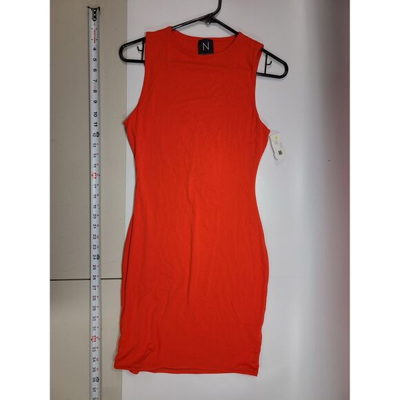 Naked Wardrobe Small Neon Orange Sleeveless Bodycon Mini Dress - Picture 1 of 4